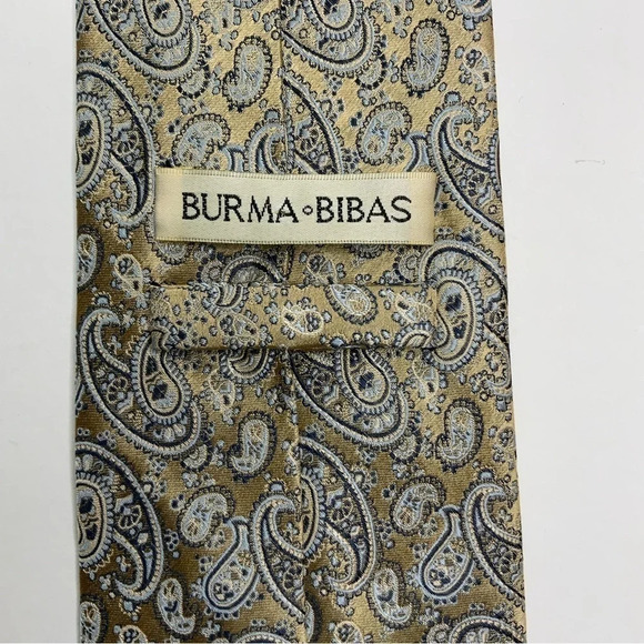 BURMA BIBAS Gold Paisley Woven Silk Tie - Picture 5 of 11